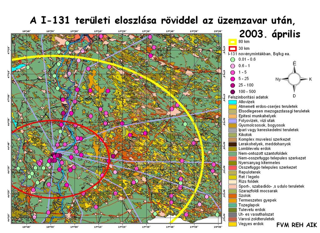 21 Az ERMAH laboratóriumok által vizsgált talajminták gamma-spektrometriai eredményeit az F1.5. táblázat, a fűmintákéit az F1.6. táblázat tartalmazza.