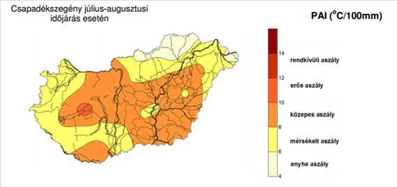 A kialakult aszály mértéke az ún. "aszályossági index"-szel (PAI) jellemezhető.