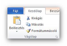 o Jobb klikk beillesztés vagy CTRL+V). Ekkor a szöveg az aktuális kurzorpoziciótól kezdődően beillesztődik. Kivágás esetén a szöveg az eredeti helyéről törlődik.