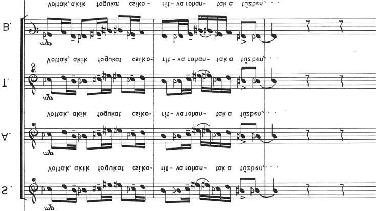 A versszakoknak megfelelôen öt részre bontott kompozíció e dallamot egyfajta cantus firmusként használja fel, amelyhez a másik két szólam hol ellenpontot, hol pedig harmonikus kíséretet társít.