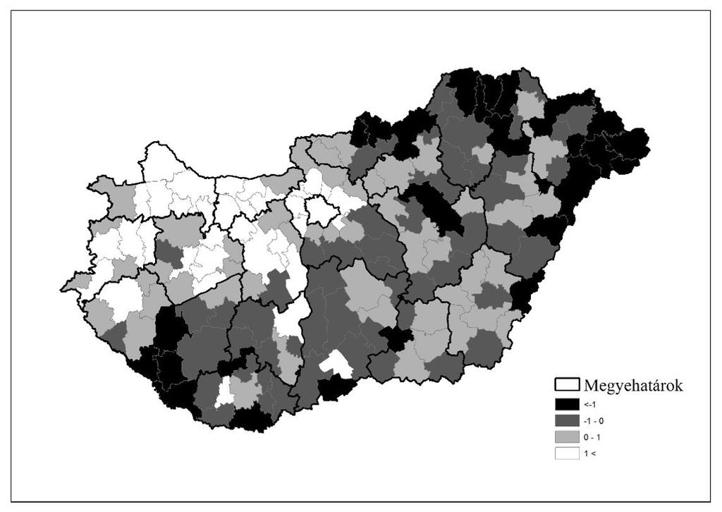 2. ábra Magyarország járásainak megvalósult