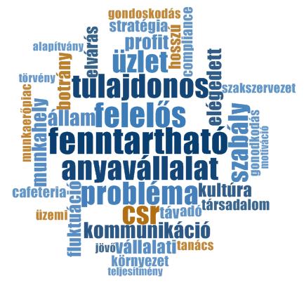 használt szavak Hazai állami vállalatok vezetői által leggyakrabban használt szavak Magyar magánvállalatok vezetői által leggyakrabban használt szavak Forrás: saját kutatás A