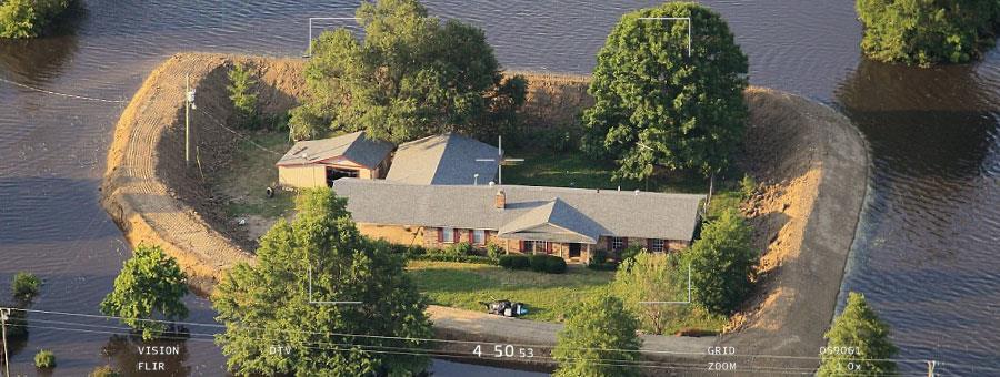 TIBOR TÓTH: The usage possibilities of unmanned aerial vehicles in the activity of the voluntary rescue organizations Figure 9: House surrounded by flood 17 Most of the flood protection facilities in