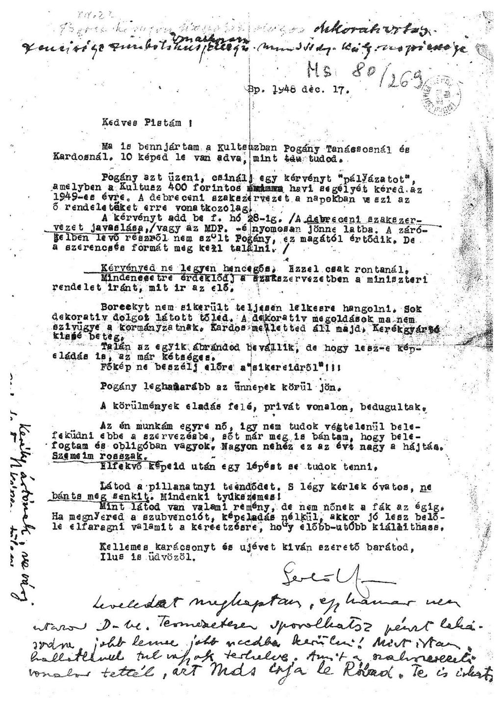 12. Gerlőtei Jenő levele Senyei Oláh Istvánhoz, 1948 Forrás: Gerlőtei Jenő és Senyei Oláh István levelezése.