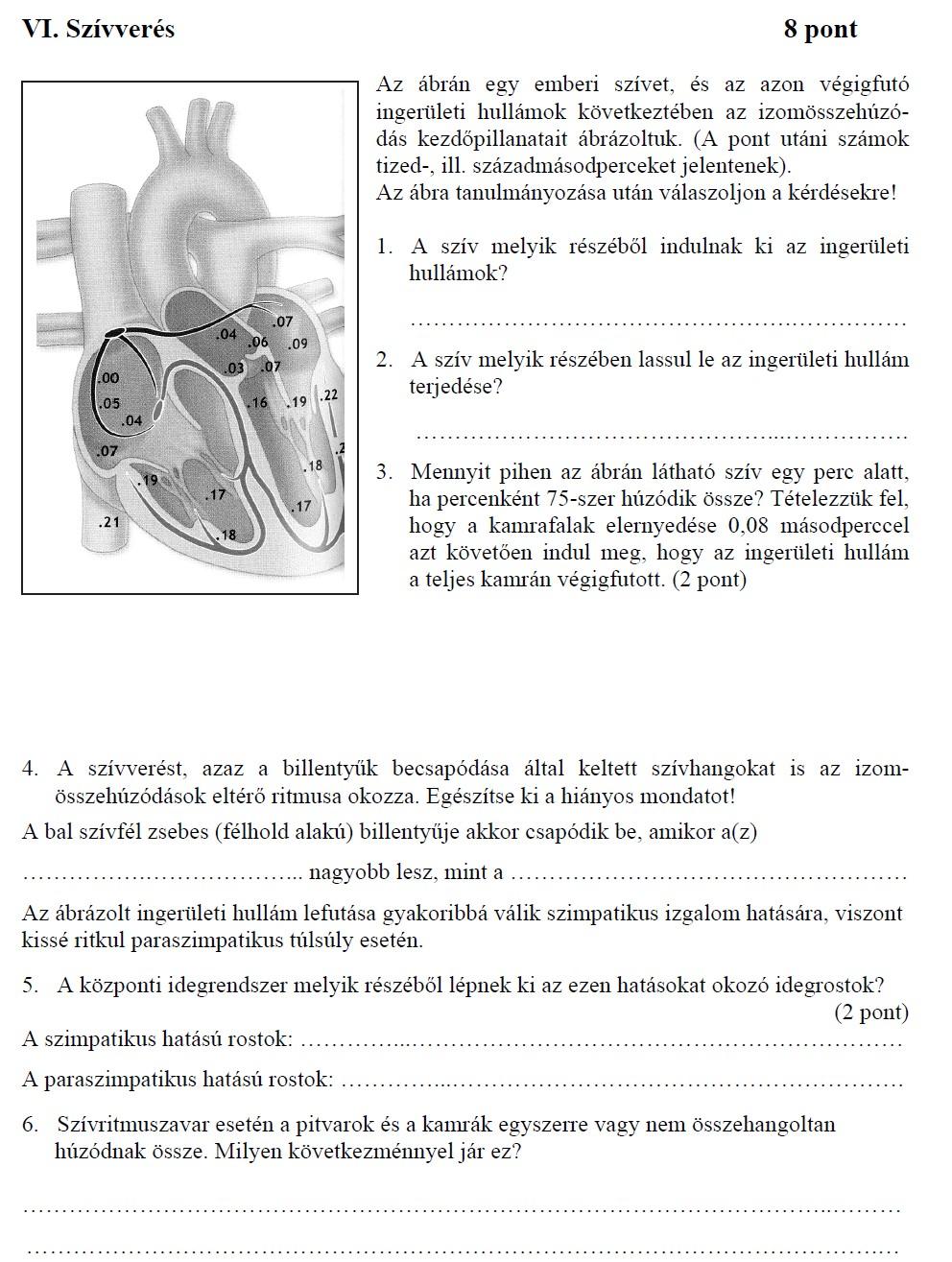 7 Az impulzus terjedési sebessége nem egyforma, a pitvarok és a kamrák között a leglassabb.