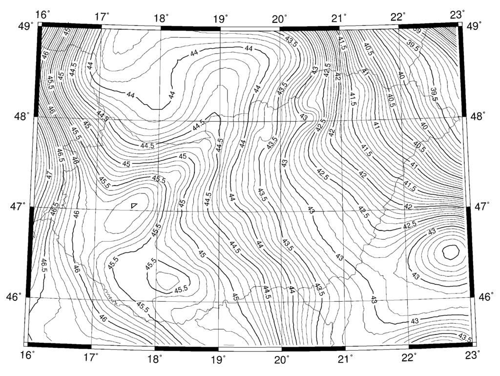 Asztrogeodéziai geoid OGPS 340 szintezett