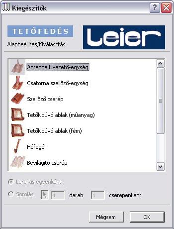 2.4 Kiegészítők hozzárendelése A program a kiegészítők egy részét a felület geometriájának függvényében automatikusan rendeli a tetőfelülethez. Ilyenek lehetnek a szellőzőcserepek és a fém hófogók.