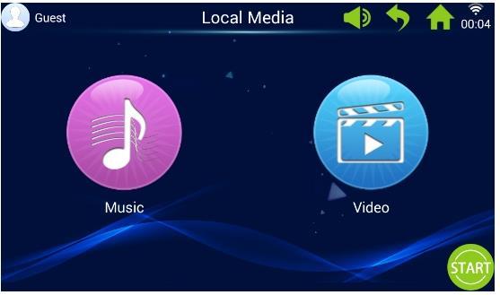 FUNKCIÓ 1. Local Media: Zene vagy videó lejátszása és megjelenítése helyi vagy külső USB-kártyáról.