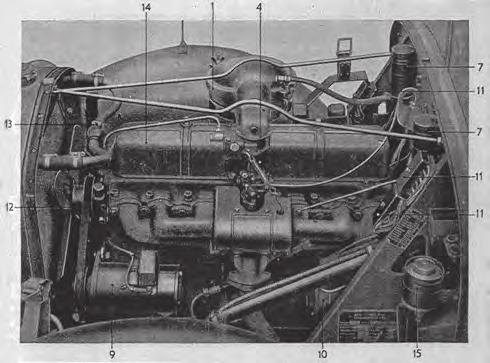 2. ábra. A V8-as motor metszeti rajzán megfigyelhetőek a 120 -os szögben megtört síkú hengerfejek 3. ábra. A hathengeres, soros Opel-motorral szerelt változat 4. ábra. A jármű kerékfelfüggesztése.
