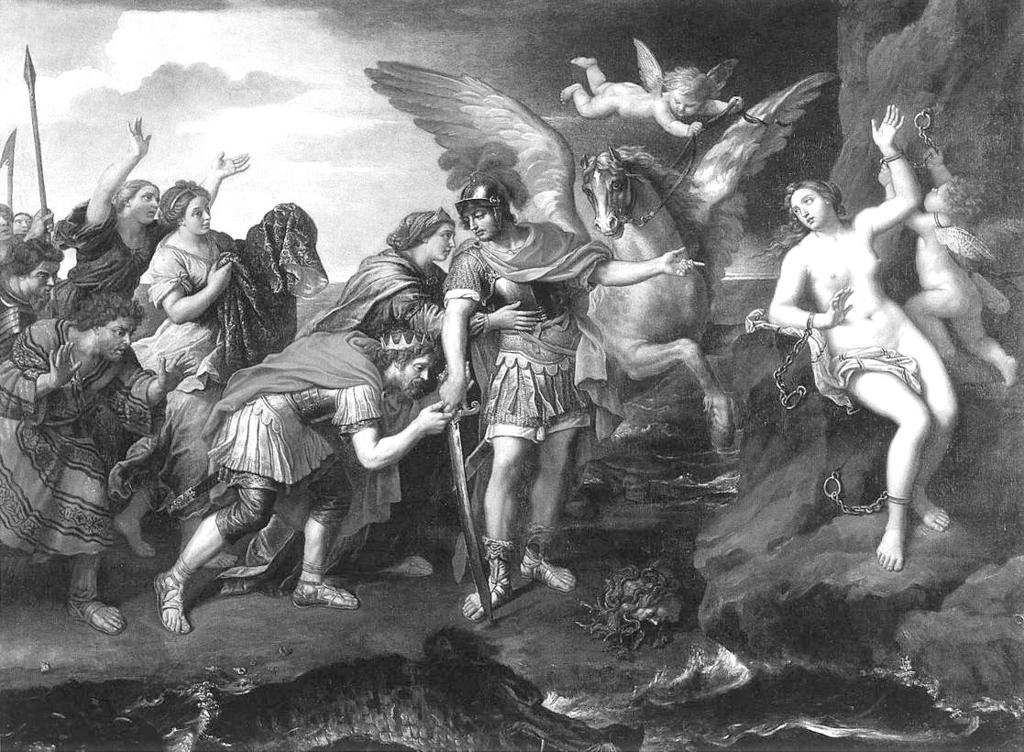 Pierre Mignard: Perseus és Andromeda (Louvre, Párizs) Az Andromeda íve a Perseus csillagképnél ér véget.