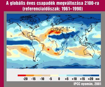 emelkedésére 2100-ig, területileg b/ Változások a világ