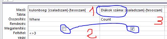 4. Tehát helyesen a megoldás: adatlap (eredmény) nézet Megjegyzések: - A Where csak feltétel beállítására használható, a Where-t tartalmazó mezőt megjeleníteni nem lehet - A