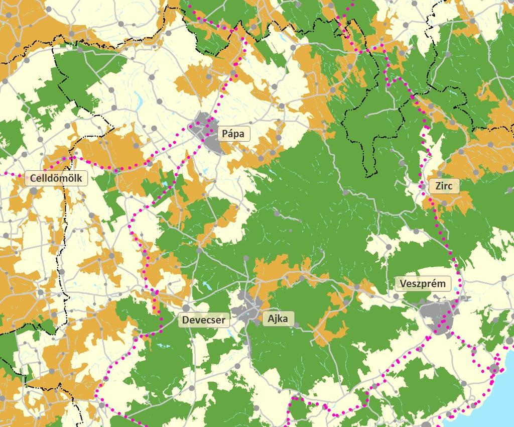 8. Északnyugat-dunántúli kerékpárút: 8.A: Győr Pannonhalma Csesznek Zirc Veszprém Balatonalmádi Balatonfüred Badacsonytomaj Szigliget Keszthely Hévíz Zalabér Zalaegerszeg Zalalövő Őriszentpéter. 81.