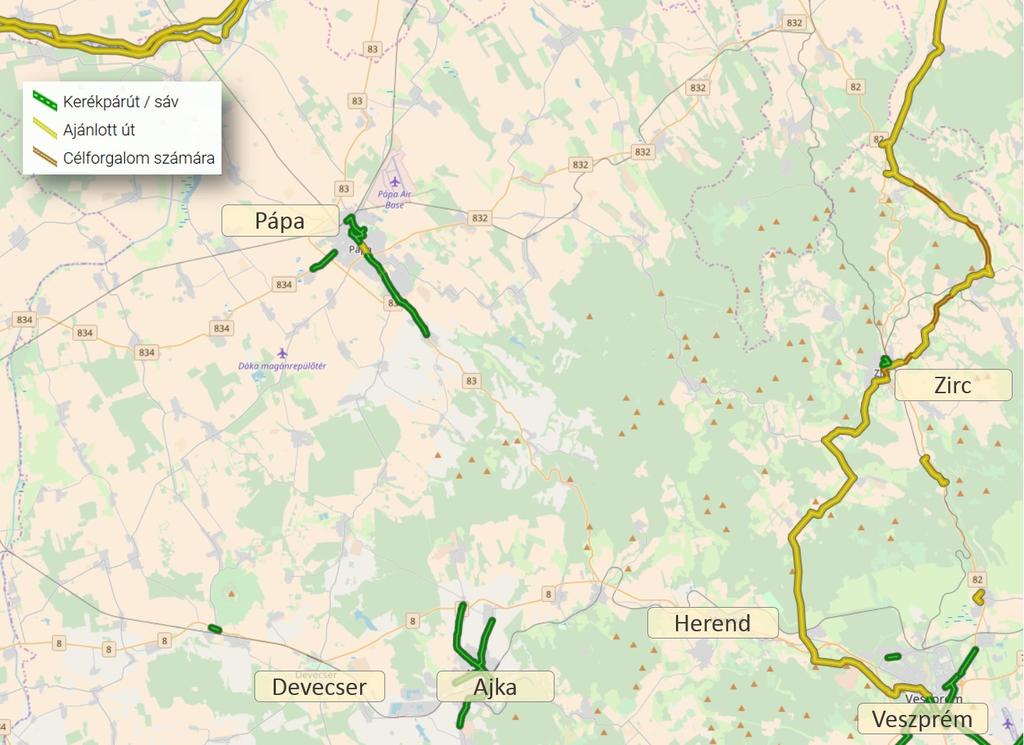 Értékterv Kft. Térségi Kerékpárforgalmi Hálózati Terv 2018 Sokorópátka Ravazd közötti kisforgalmú közúton jelölt útvonal (Pannonhalma felé). Rába menti árvédelmi töltéseken javasolt útvonal. 12.