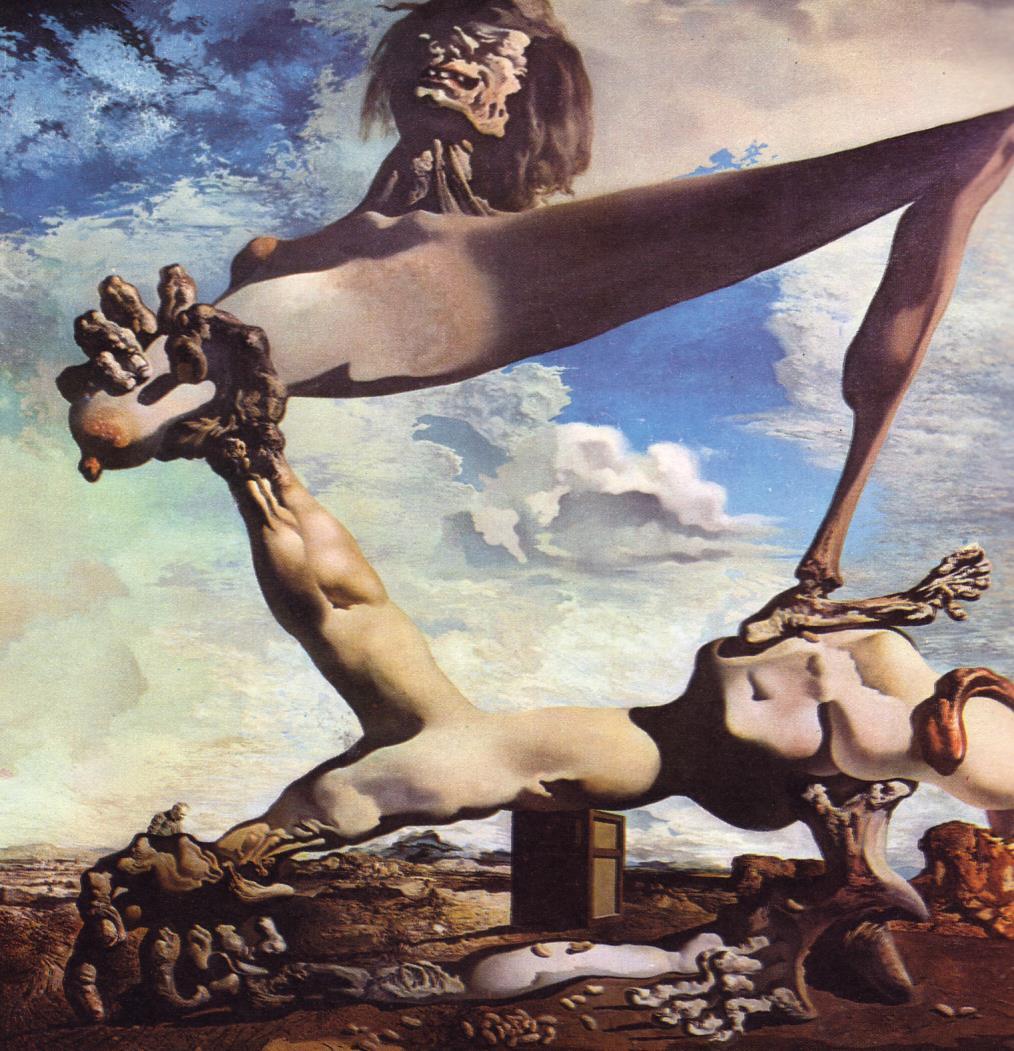 Salvador Dali: A polgárháború előérzete avagy Lágy szerkezet főtt babbal (1936, 100 x 99 cm, olaj, vászon, Museum of Art, Philadelphia) A spanyol származású festőt, bár általában kerülte a politikai,