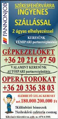 alkalmazásuk) 3 műszakos munkarend vállalása Kiemelkedő fizetés, hosszú távú biztos munkalehetőség! 3 hét munka után 1 hét pihenő!
