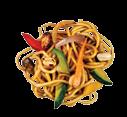 . Spicy fried noodles with vegetables