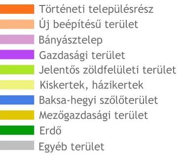 Baksa-hegyi szőlőterület, a jelentős zöldfelülettel rendelkező területek, a mezőgazdasági területek, az