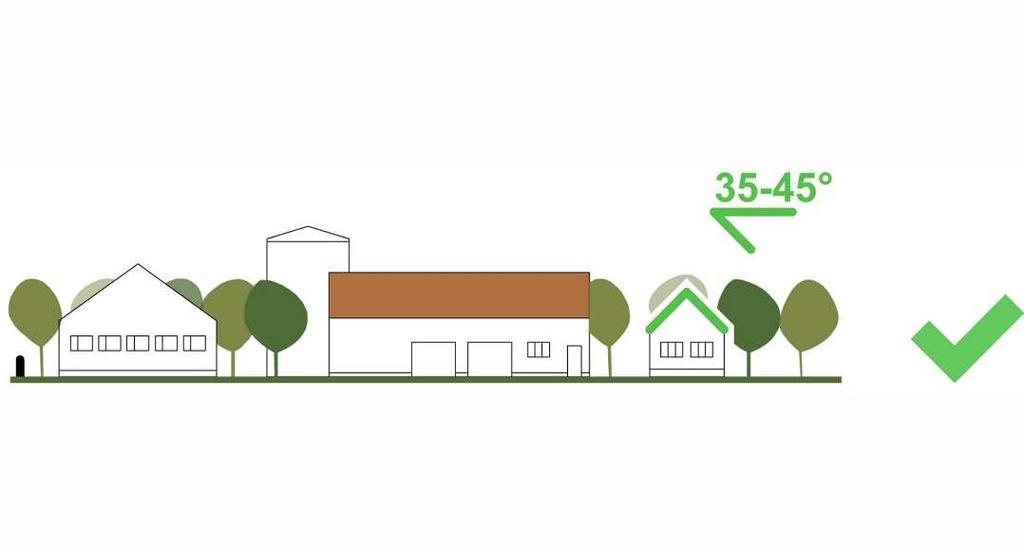 Építészeti útmutató 49 TETŐHAJLÁSSZÖG A településközpont épületeinek tetőhajlásszöge változó.