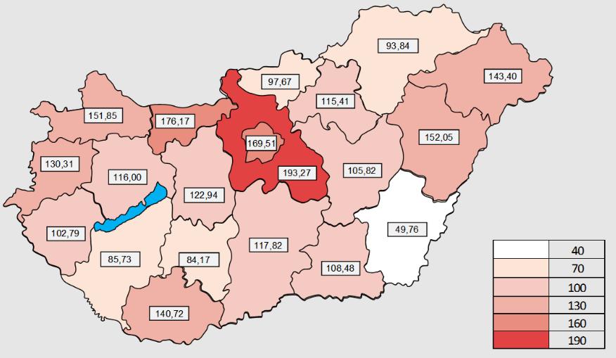 5. Tárgyaló, valamint engedélyezett létszámra vetített ügyhátralék-mennyiség a 2010. 11 és a 2016. év végén 5.1. Egy tárgyaló tanácsra jutó ügyhátralék-mennyiség a 2010. és a 2016. év végén 2010.