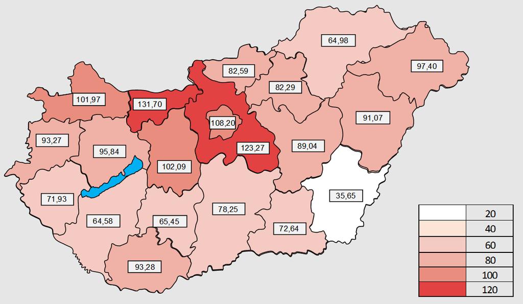 5.2. Egy engedélyezett 12 bírói álláshelyre jutó ügyhátralék-mennyiség a 2010. és a 2016.