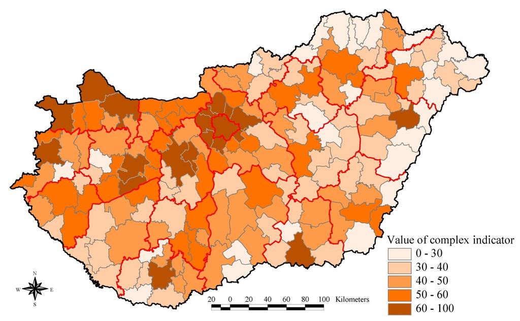 Magyarország területi beosztása Járások fejlettsége 2011-es adatok