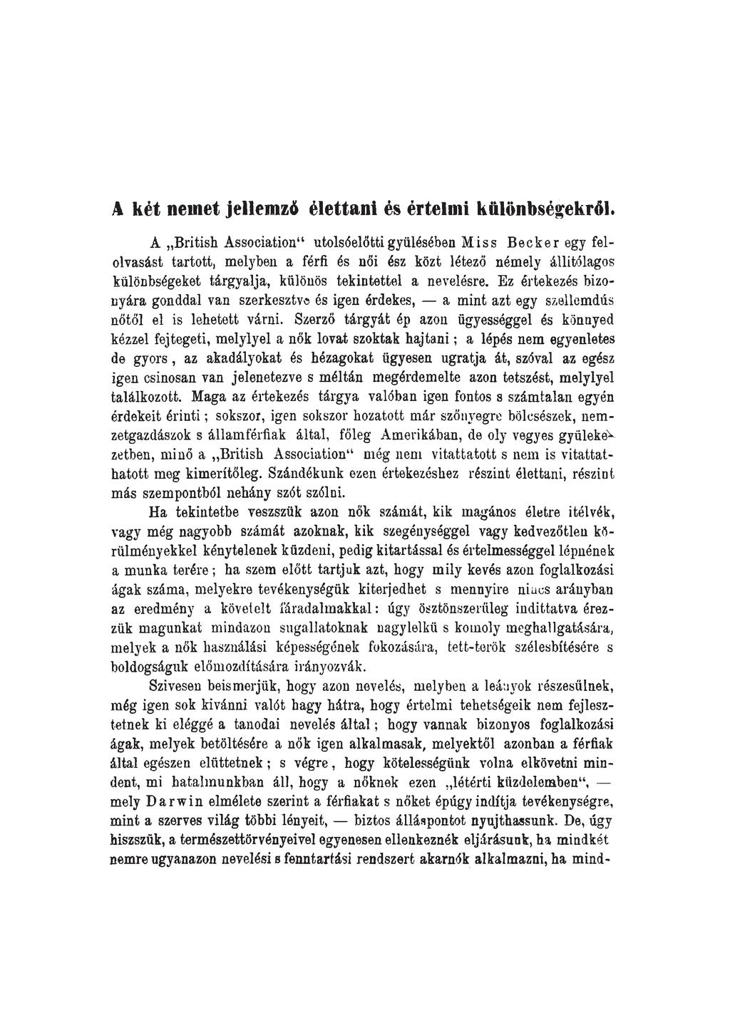 A két nemet jellemző élettani és értelmi különbségekről.