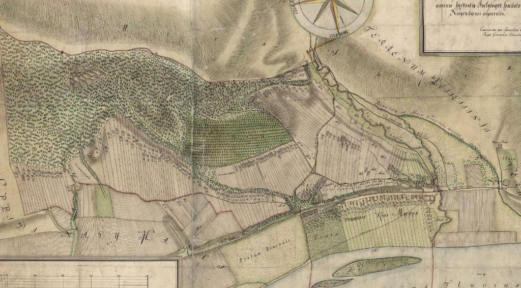 Kismaros latin nyelvű úrbéri térképe (1781) Forrás: Magyar Országos Levéltár - http://maps.hungaricana.hu/hu/9841/?