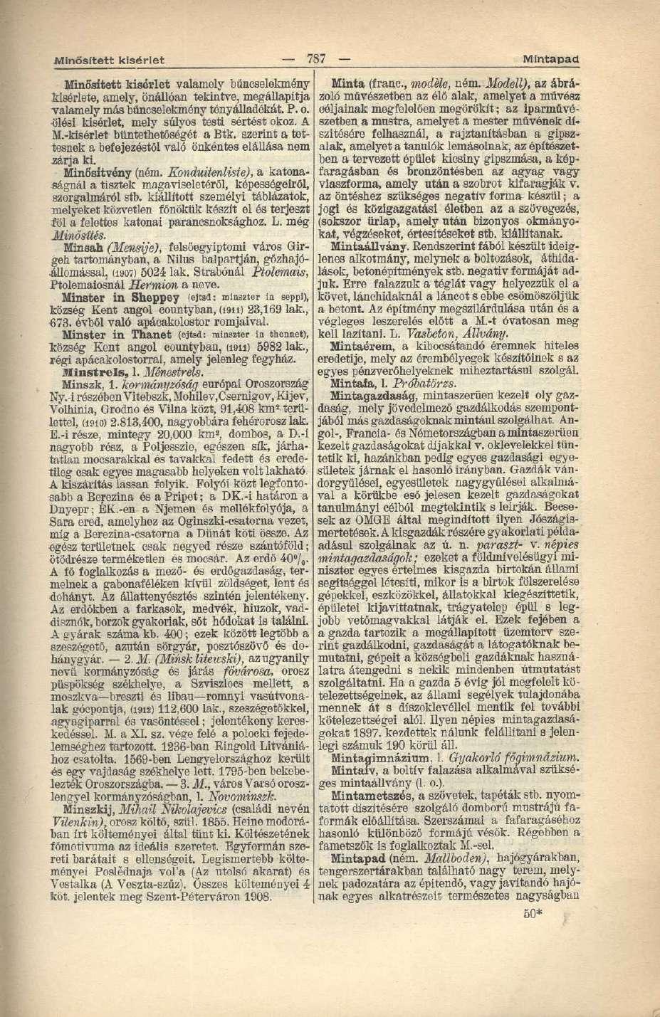 Minősített kísérlet 787 Minta pad Minősített kísérlet valamely bűncselekmény Minta (franc, modéle, ném.