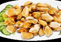glazúr, 250-350 g (előfőzőtt) Zöld félhéjas kagyló, glazúr nélk.