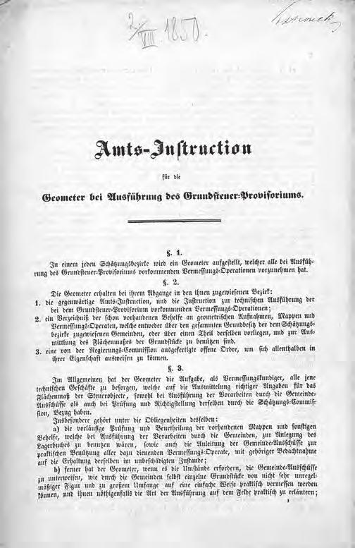 14 Catastrum 4. évfolyam (2017), 1. szám, 3 14. Recognoscirung und Aussteckung der Signale werden die benöthigten Handlanger von der betheiligten Gemeinde, in welcher vermessen wird, beigestellt.