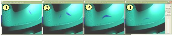 7. ábra: A kapcsolódás során kialakuló érintkezési minták Pontszerűen kapcsolódó lokalizált csigahajtás A Surface Constructor 2.