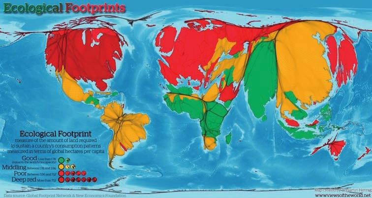 Világunk meghatározó társadalmi-gazdasági folyamatai 85 Mi terem meg egy globális hektáron?
