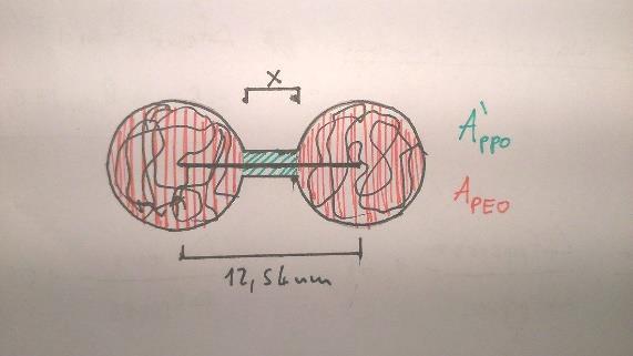 8. Ábra. Egy súlyzó modell szerint kötődő Pluronic molekula sematikus felülnézeti ábrázolása.
