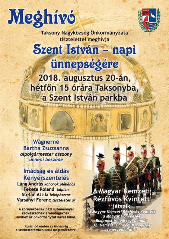 2018./17. szám (33. hét) 2018. augusztus 17.HÍRLEVÉL 2335 Taksony, Fő út 85.