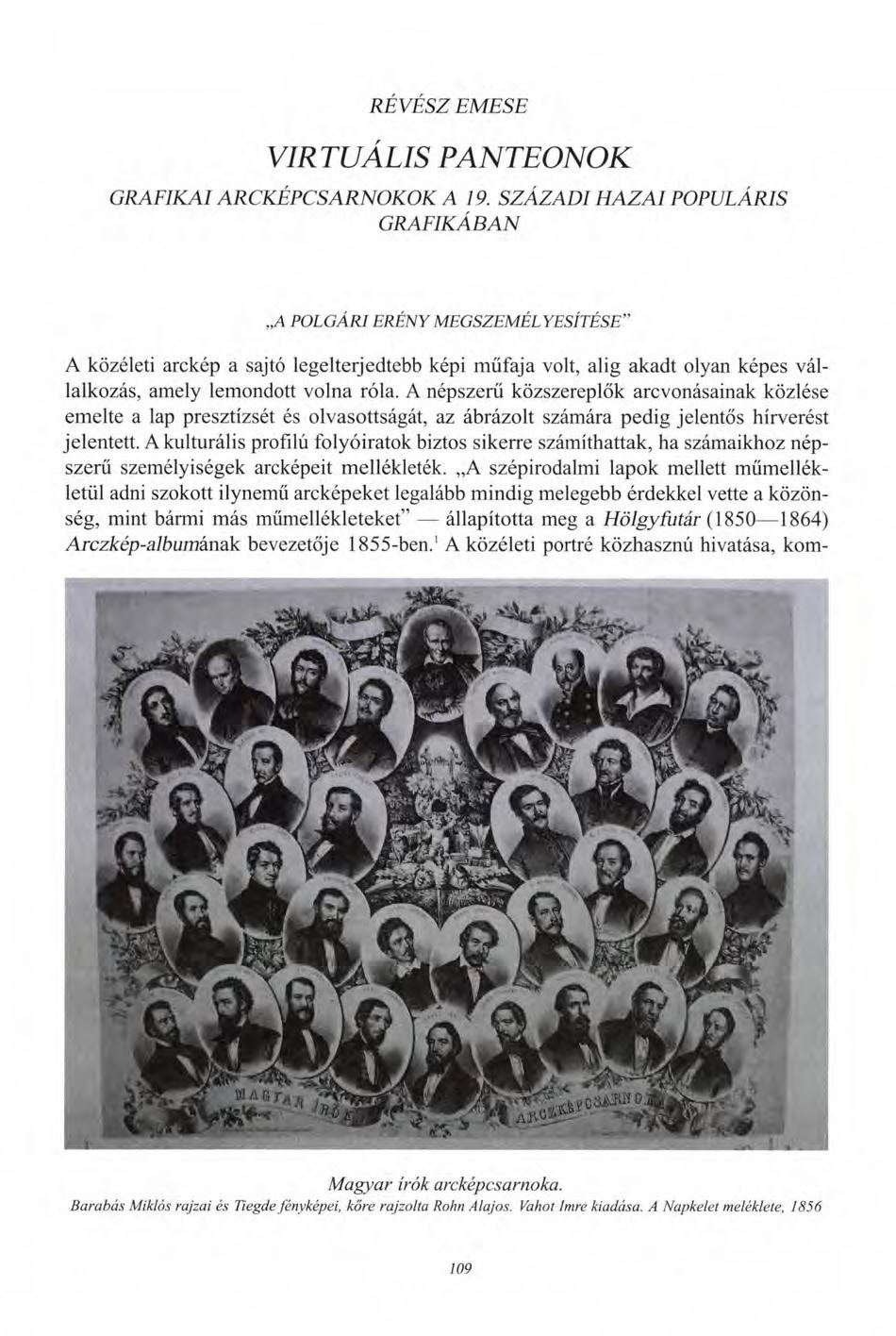 RÉVÉSZEMESE VIRTUÁLIS PANTEONOK GRAFIKAI ARCKÉPCSARNOKOK A 19.