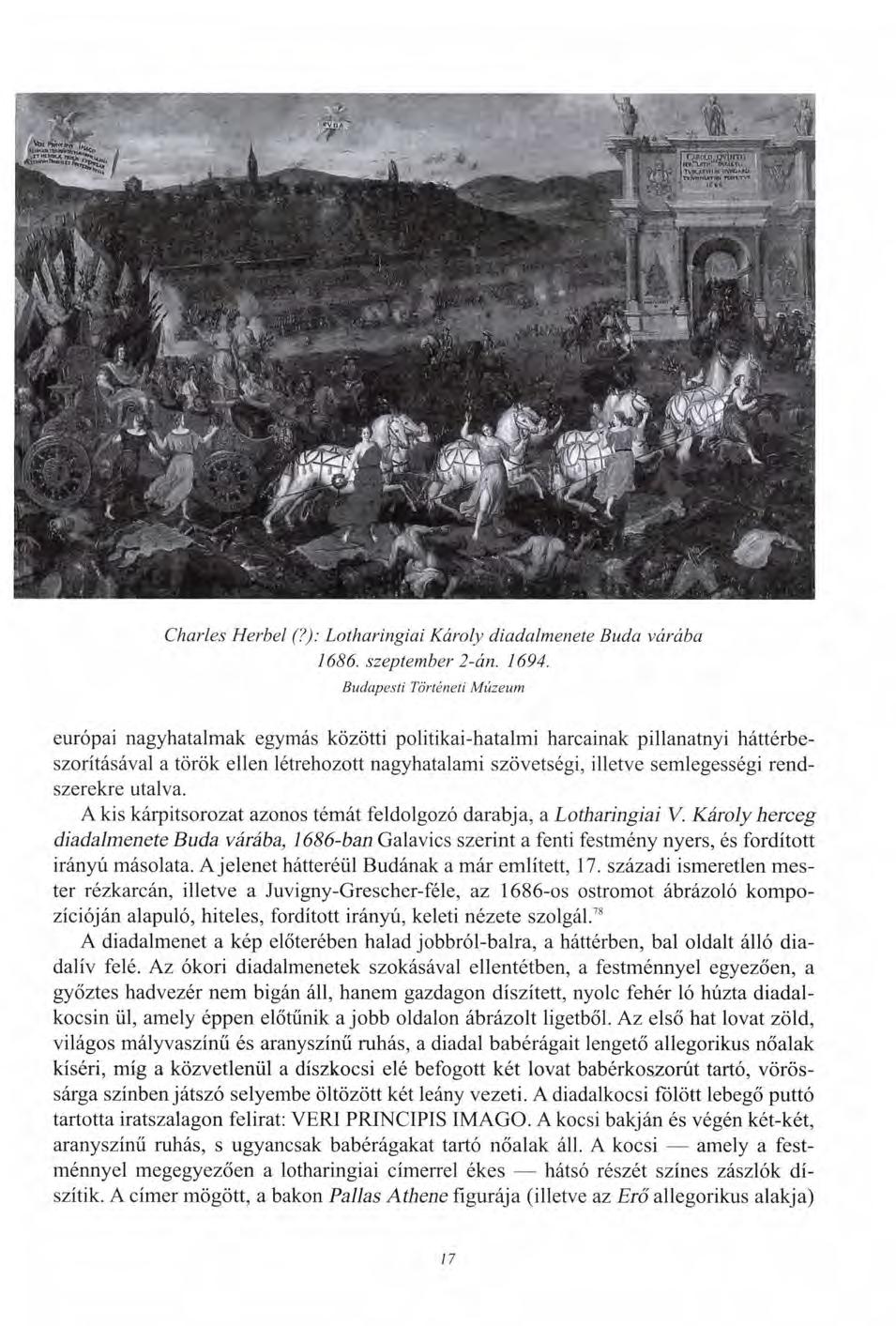 Charles Herbei (?): Lotharingiai Károly diadalmenete Buda várába 1686. szeptember 2-án. 1694.