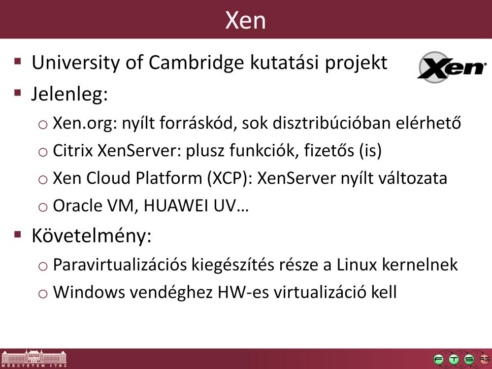 - Lásd: Paul Barham et al. (2003) Xen and the art of virtualization. In Proceedings of the nineteenth ACM symposium on Operating systems principles (SOSP '03). ACM, New York, NY, USA, 164-177.