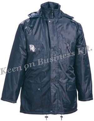 FLOPP Y53229-244 PVC-vel vízhatlanított poliészter kabát 180 g/m 2 poliészter bélés szín: kék vagy zöld levehető bélelt kapucni állítható