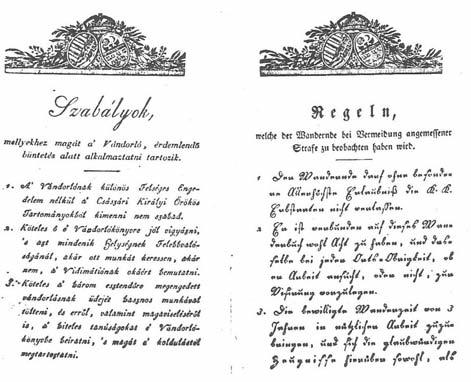 Bürgermeister Antal kétnyelvű Wanderbuchját, azaz vándorlókönyvét (1. kép) 1837-ben Budán a Ki - rályi Magyar Univers Könyvnyomtató Házában nyomtatták és árulták. A könyv 2. és 3.
