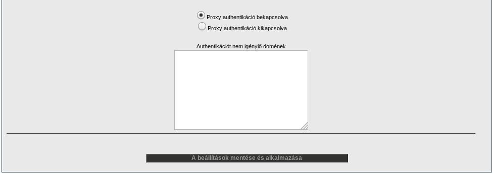 BIZTONSÁG Proxy authentikáció beállítása 11.3 Teremszíntű beállítások A Webtartalmak szűrése domének / kulcsszavak alapján gomb segítségével állíthatja be a teremszintű tartalomszűrést.