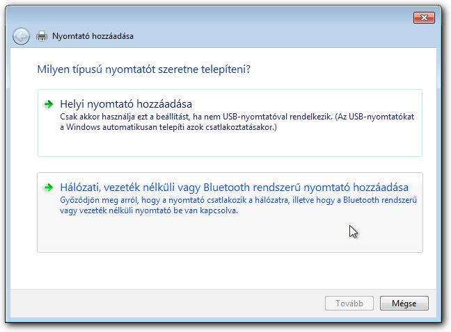 9.1 Hálózati nyomtató beállítása Windows 7 klienseken Windows 7 kliensekhez a következő képernyőképeket követve adhat hozzá egy hálózati nyomtatót: A Start menüben