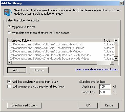 4.2.1 Zene és fotó fájlok hozzáadása a Windows Media Player könyvtárhoz Alapértelmezett esetben a Windows Media Player automatikusan minden tárolt zene és fotó fájlt a