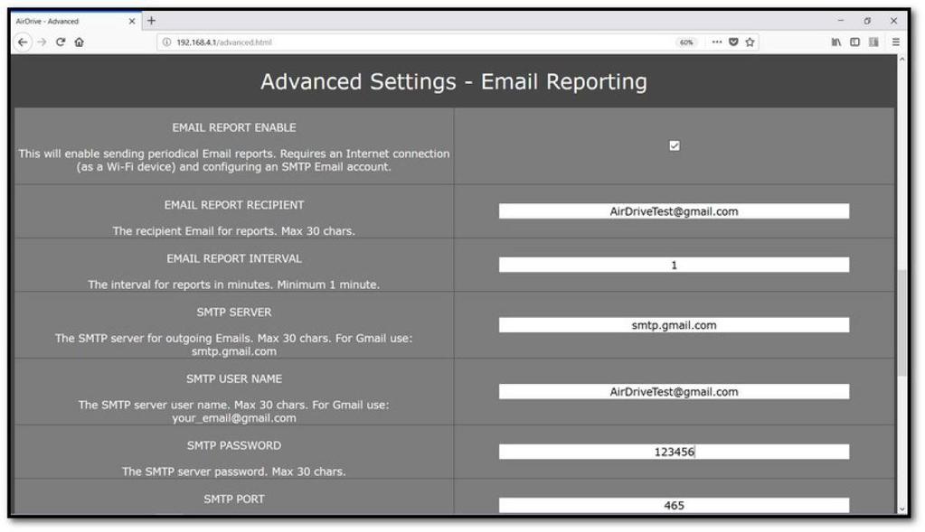 7. A kevésbé biztonságos alkalmazásokhoz való hozzáférés engedélyezése 8. A keyloggeru beállításokban (192.168.4.1) válassza az e-mail jelentést - Email Reporting 9.