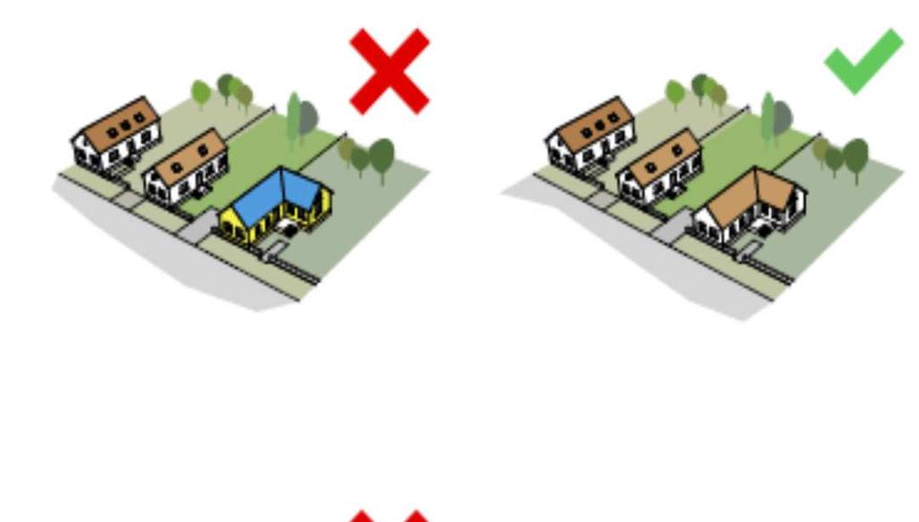 TETŐHAJLÁSSZÖG Nyírbogát lakóterületi településrészén a családi házak magastetősek, tetőhajlásszögük közel azonos.