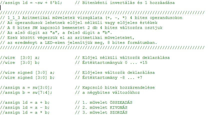 Lab1_1_3 feladat Aritmetikai műveletek vizsgálata