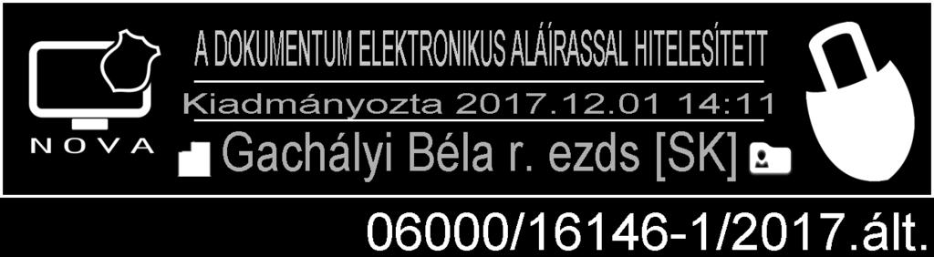 Érvényessége: 2017. december 01. napjától visszavonásig Gachályi Béla r.