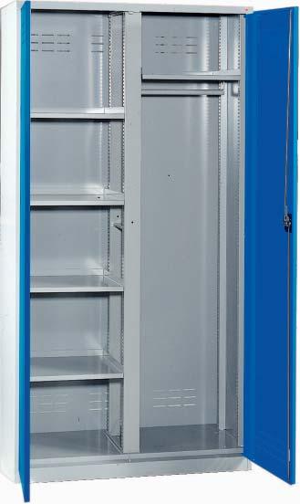 60 kg (egyenletesen elosztott teher) 0957 505 010 Szélesség x mélység x magasság (külső méret) 950 x 450 x 1950 mm Szín Tárnicskék RAL 5010, világosszürke RAL 7035 Alapanyag Acéllemez POLCOS SZEKRÉNY