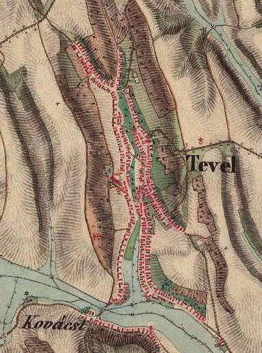 A patak déli oldalán feküdt az egyutcás Kovátsi, mely közelsége révén valójában Tevelhez tartozott.