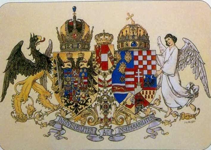 Helyzet és politika 1914-ben, a háborúhoz vezető út Az Osztrák-Magyar Monarchia közös címere, 1915 A kiegyezési törvény életbe lépésétől, 1867-től kezdve Ausztria-Magyarország, vagy miként még